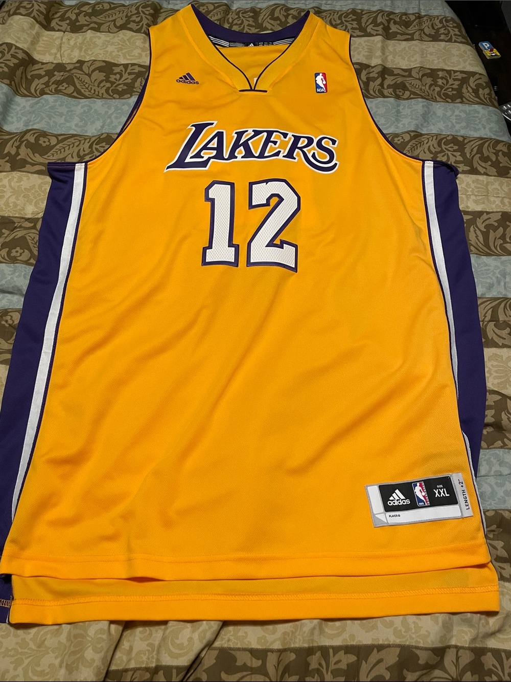 Adidas Los Angeles Lakers Gold #12 Basketball Jersey Howard size xxl patchwork
